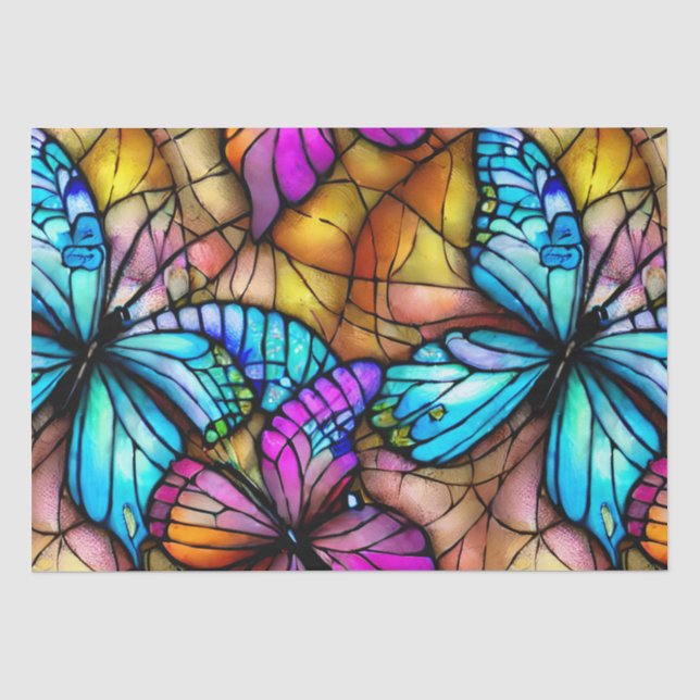 Papier Mousseline Papillons en verre tendu (Recto)