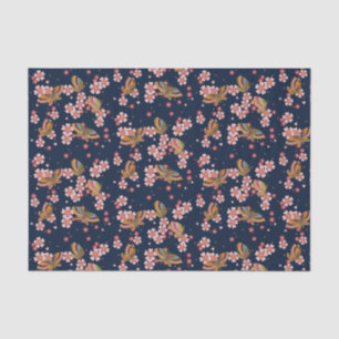 Papier Mousseline Papillons et Cherry Blossom Douches Dusky Blue