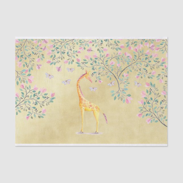 Papier Mousseline Papillons et fleur de girafe d'aquarelle (Recto)
