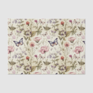 Papier Mousseline Papillons et fleurs antiques Découpage