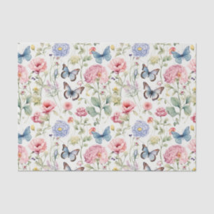 Papier Mousseline Papillons et fleurs en bois rose Découpage