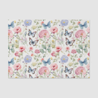 Papier Mousseline Papillons et fleurs en bois rose Découpage