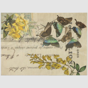 Papier Mousseline Papillons floraux jaunes Feuille de découpage de l