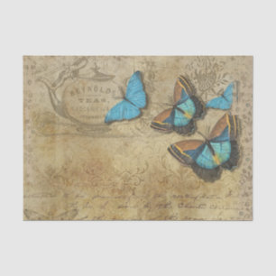 Papier Mousseline Papillons Fluant Autour Pendant Que Vous Buvez Du