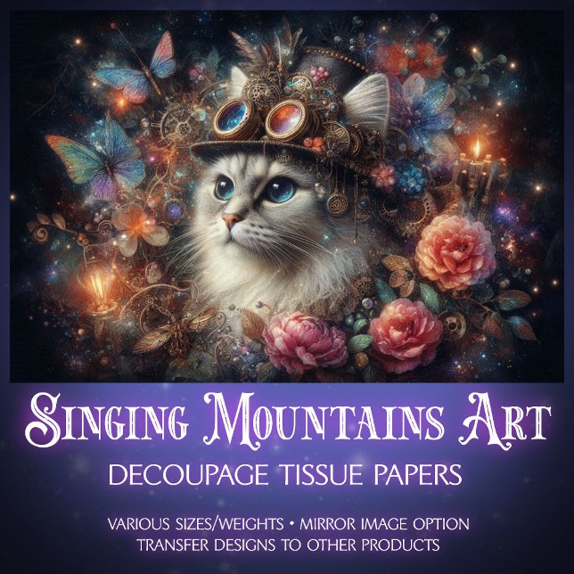 Papier Mousseline Papillons Imaginaire Steampunk Decoupage (Créateur téléchargé)