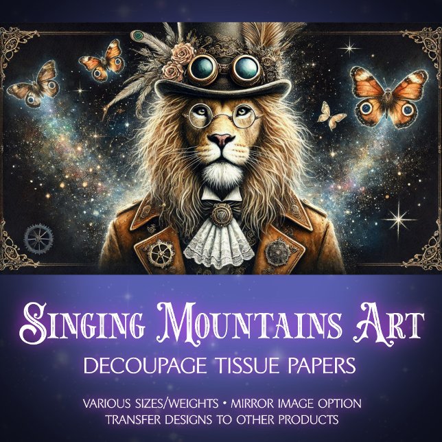 Papier Mousseline Papillons Lion victoriens Découpage Steampunk (Créateur téléchargé)