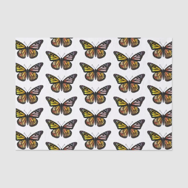Papier Mousseline Papillons Motif d'aquarelle cadeau (Recto)