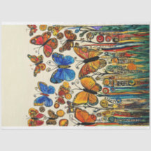 Papillons Peinture style art populaire Découpage