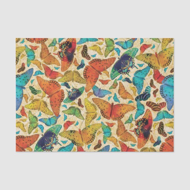 Papier Mousseline Papillons quotidiens de Flutterby sur le beige (Recto)