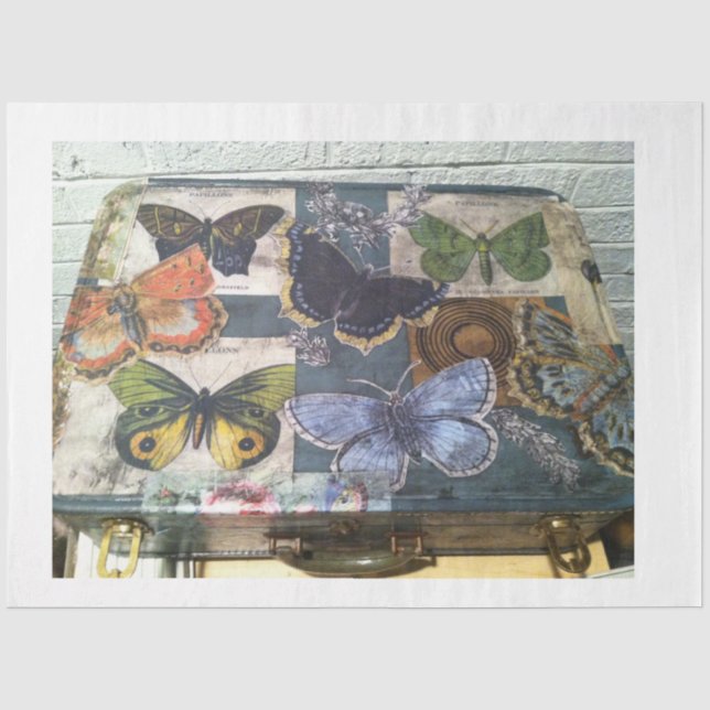 Papier Mousseline papillons - valise voyage (Recto)