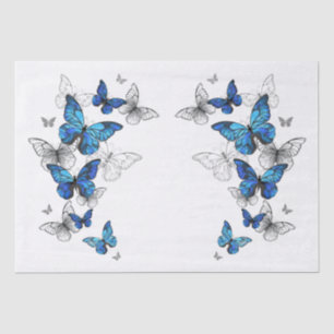 Papier Mousseline Papillons volants bleus Morpho