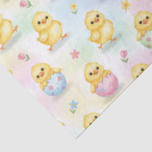 Papier Mousseline Pâques à l'aquarelle avec un bébé poussin mignon