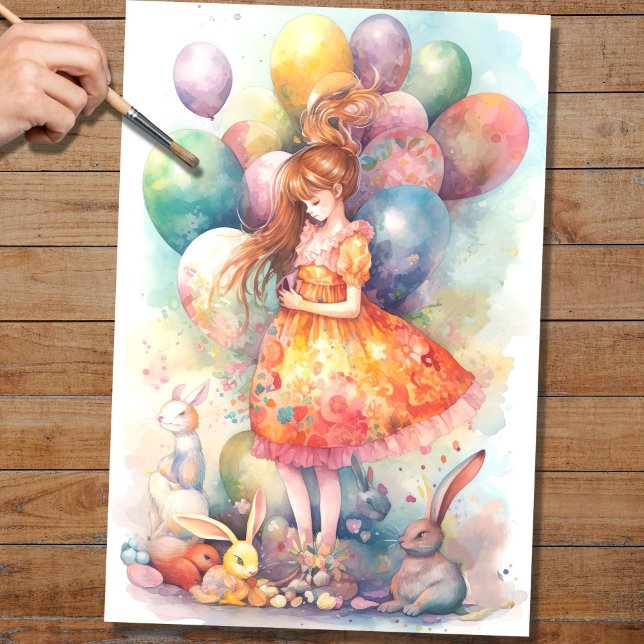 Papier Mousseline Pâques Fille 4 découpage papier (Créateur téléchargé)