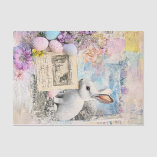 Papier Mousseline Pâques printanières : lapin, fleurs et oeufs peint