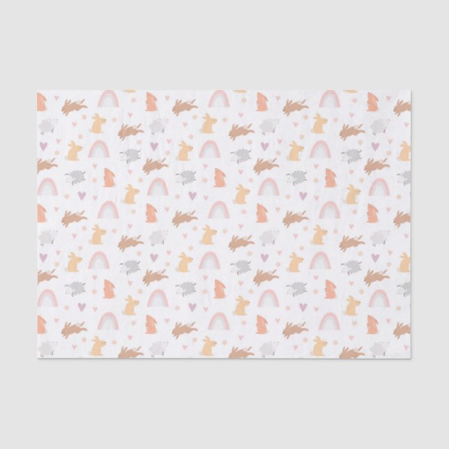 Papier Mousseline Pâques Printemps Anniversaire Bunny Motif (Recto)