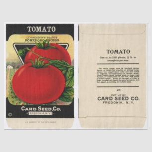 Papier Mousseline Paquet de semences vintage tomate et instructions