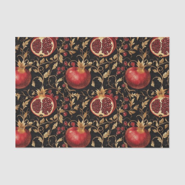 Papier Mousseline Paradis de la grenade - Riche Motif Floral sans co (Recto)