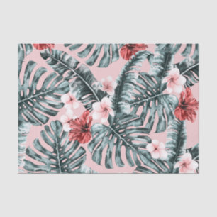 Papier Mousseline Paradis Rose Île Tropicale Florale Botanique