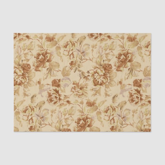 Papier Mousseline Parchemin brûlé vieux par motif de fleurs de cru (Recto)