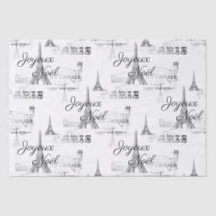 Papier Mousseline Paris Joyeux Noel Christmas B&W Tissus Paper