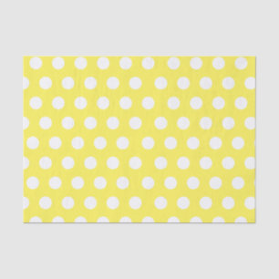 Papier Mousseline Parti à points polka blanc et jaune