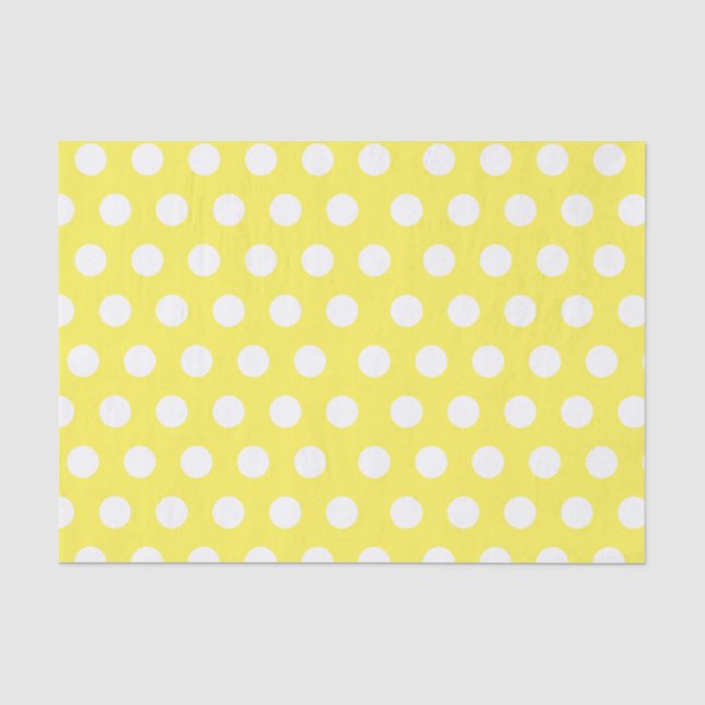 Papier Mousseline Parti à points polka blanc et jaune (Recto)