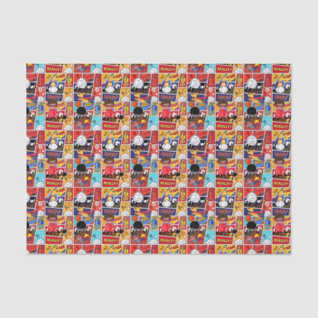 Papier Mousseline Parti motif cool superhero carrelé (Recto)