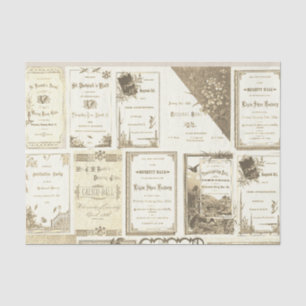 Papier Mousseline Partie d'invitations de club de sépia de 1880's