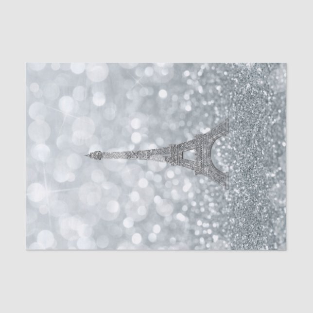 Papier Mousseline Parties scintillant Argent Sparkle Bling Tour Eiff (Recto)
