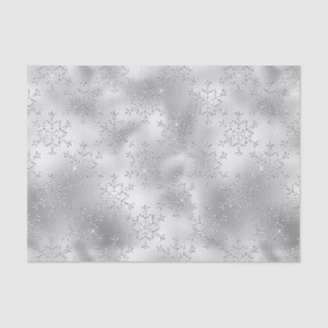 Papier Mousseline Parties scintillant argentée Glitzy Snowflakes (Recto)