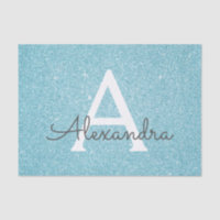 Parties scintillant bleu Aqua turquoise et Monogra