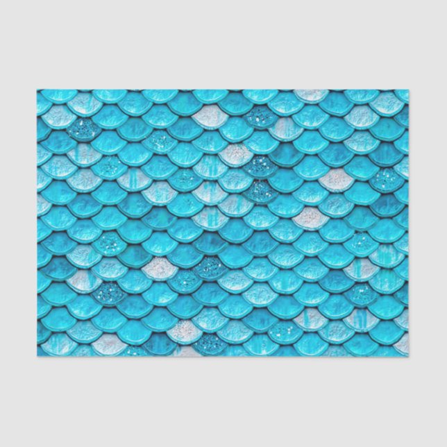 Papier Mousseline Parties scintillant Bleue Iridescente Foncé Sirène (Recto)