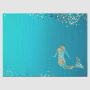 Papier Mousseline Parties scintillant d'or Aqua étincelle Mermaid