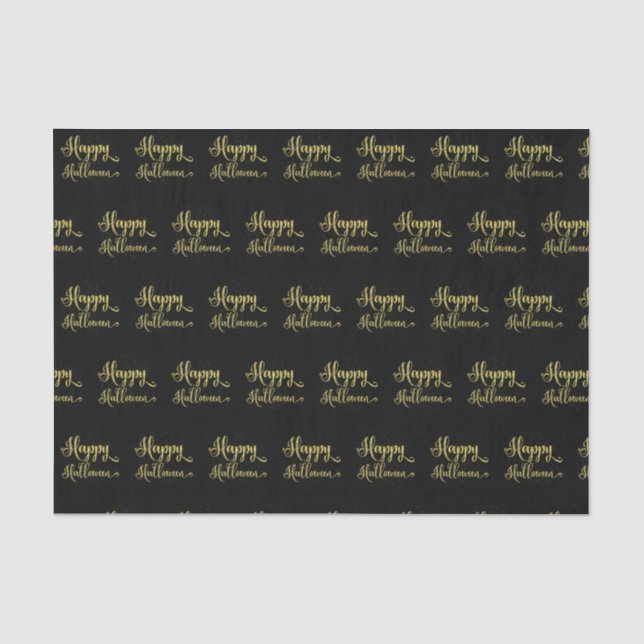 Papier Mousseline Parties scintillant d'or sur Halloween Joyeux Noir (Recto)
