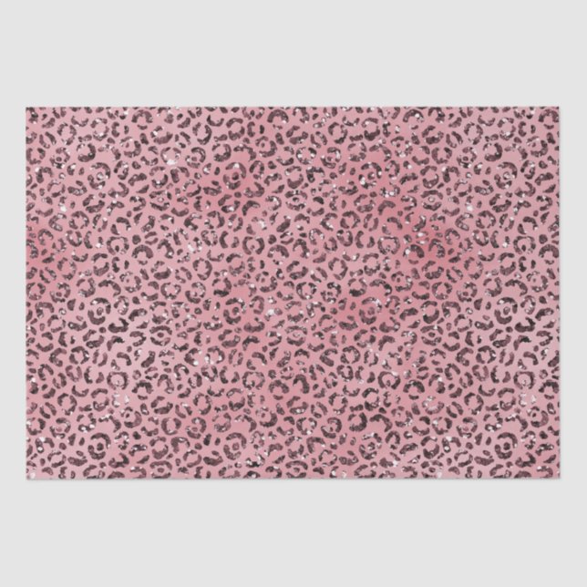 Papier Mousseline Parties scintillant empreinte de léopard rose (Recto)