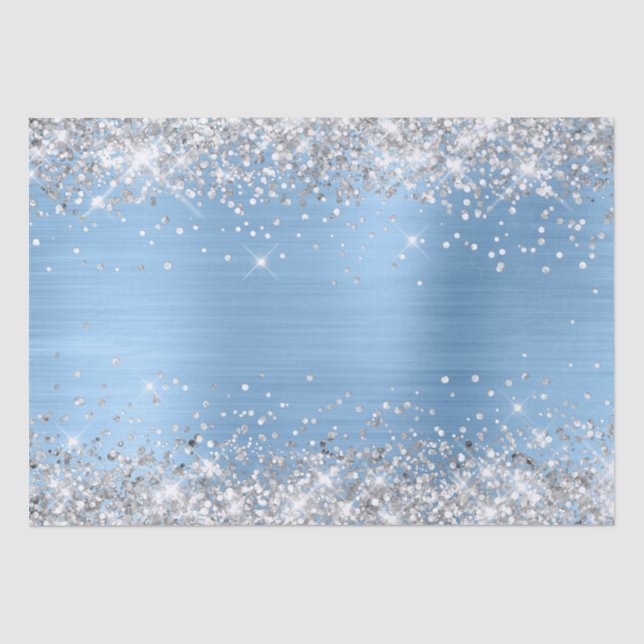 Papier Mousseline Parties scintillant en argent et huile Ombre bleu  (Recto)