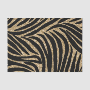 Papier Mousseline Parties scintillant en or et noir Zebra