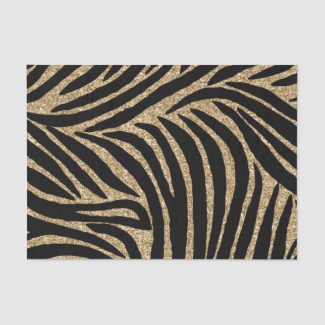 Papier Mousseline Parties scintillant en or et noir Zebra (Recto)