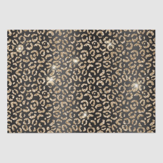 Papier Mousseline Parties scintillant en or noir chic Leopard (Recto)