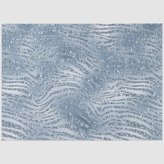 Papier Mousseline Parties scintillant en verre bleu Zebra Print (Recto)