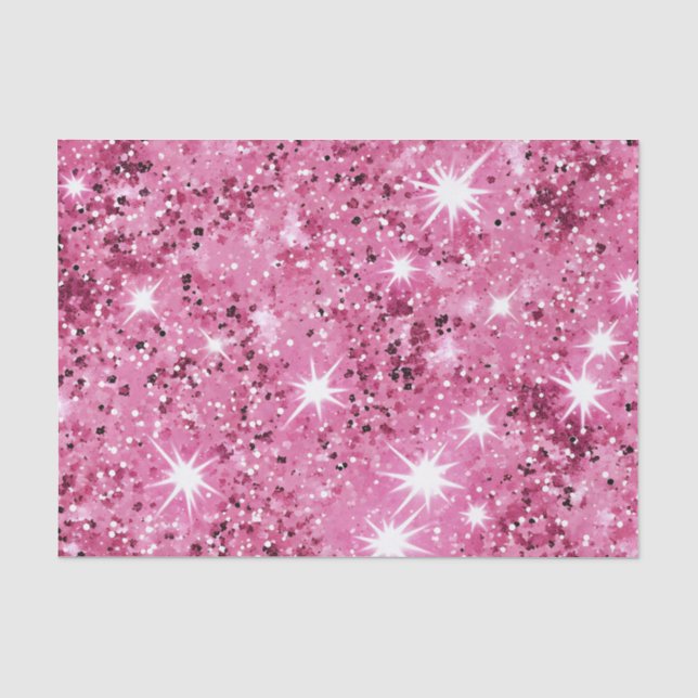 Papier Mousseline Parties scintillant Étoiles roses chaudes (Recto)