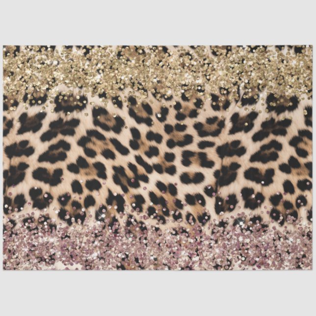 Papier Mousseline Parties scintillant Leopard Gold Rose (Recto)