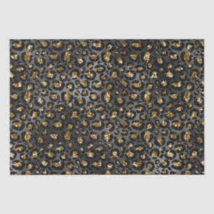 Papier Mousseline Parties scintillant Léopard Noir Or