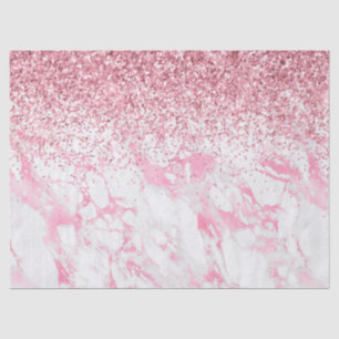 Papier Mousseline Parties scintillant Marbre blanc rose
