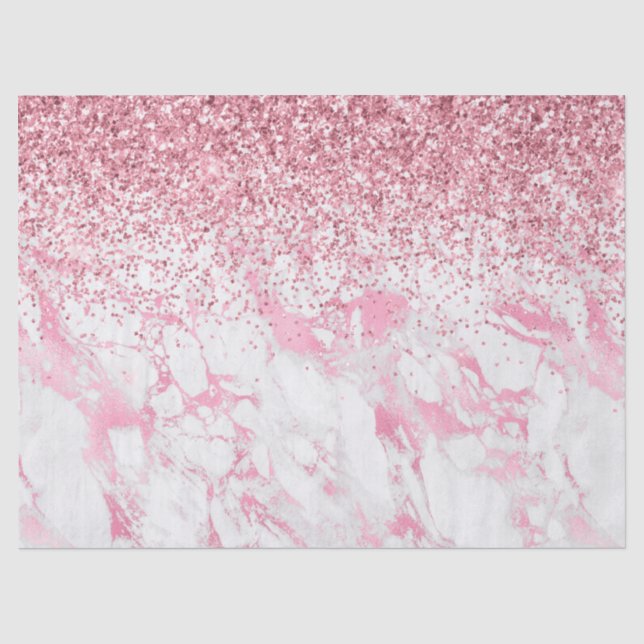 Papier Mousseline Parties scintillant Marbre blanc rose              (Recto)