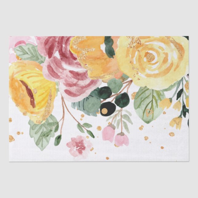 Papier Mousseline Parties scintillant Mariage de couleur aquarelle (Recto)