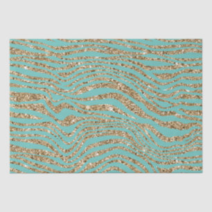 Papier Mousseline Parties scintillant Mint Gold Faux Zebra