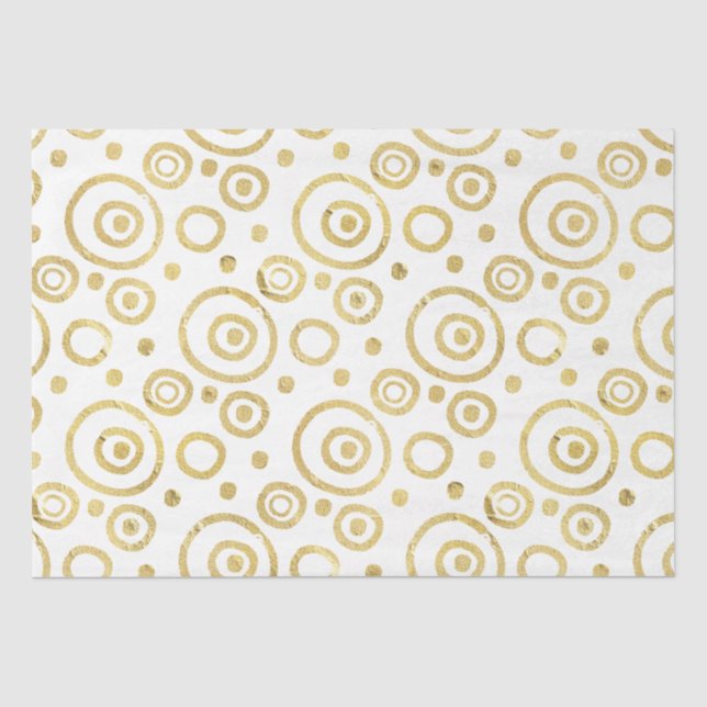 Papier Mousseline Parties scintillant moderne blanche et or, main de (Recto)