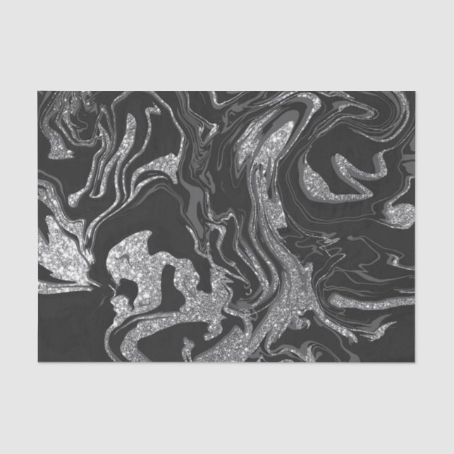 Papier Mousseline Parties scintillant moderne en gris noir (Recto)