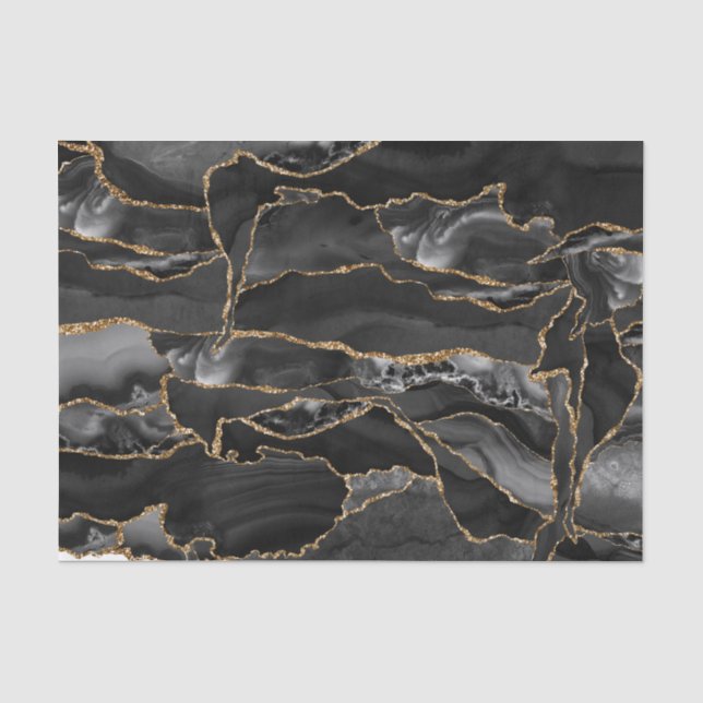 Papier Mousseline parties scintillant noire et or abstrait (Recto)